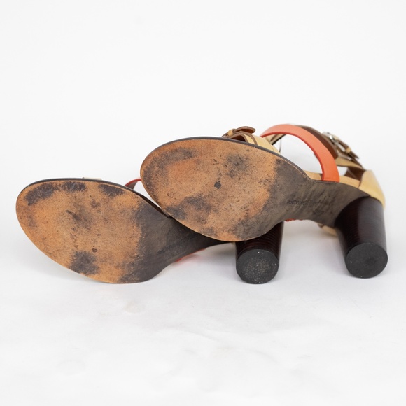 Rebecca Minkoff Orange Sandals Strappy Stacked Heels 10M - Picture 14 of 14